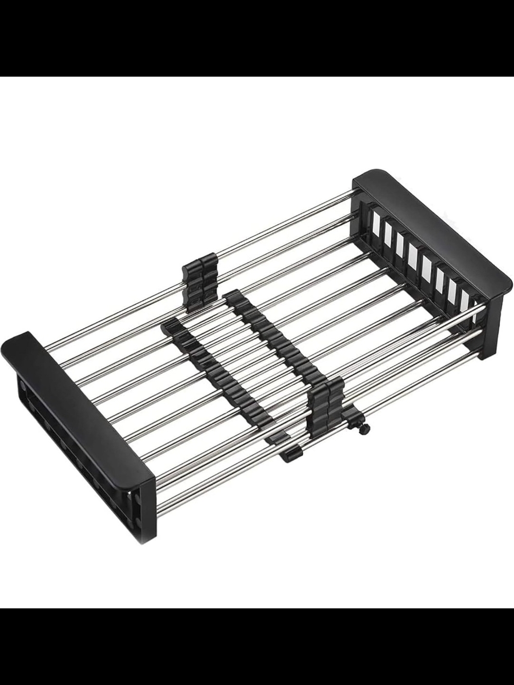 Adjustable Stainless Steel Over-Sink Drying Rack - Black Accents